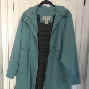 LL Bean Rain Coat Trench Blue M Ankle Floor Length